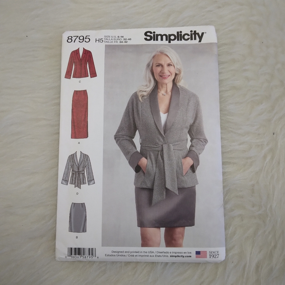 SIMPLICITY 8795 Sz 6-14 Misses Jackert In 2 Variations And Skirt In 2 Lengths